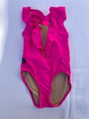 Girls' Hot Pink Ruffle Dance Leotard by Kandi Kouture